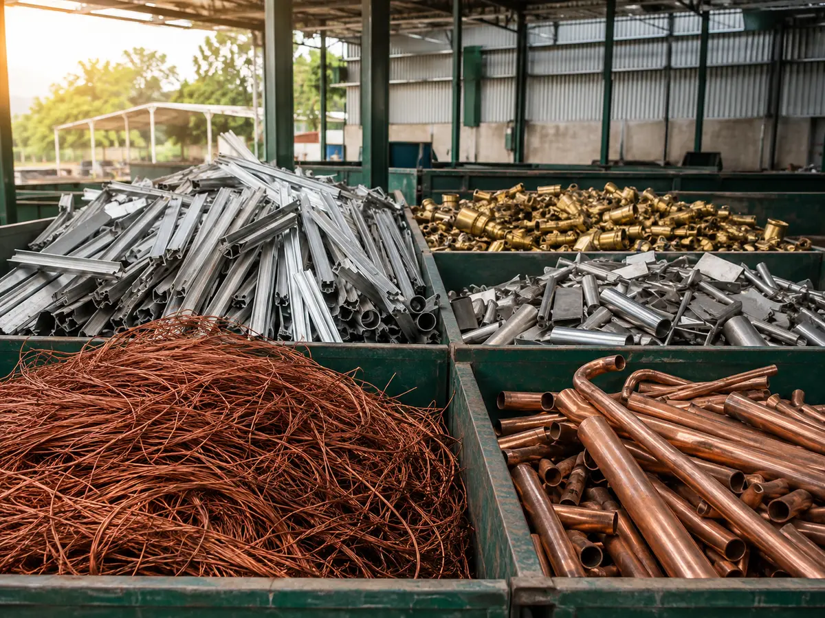 Separated copper, aluminium, brass and stainless-steel scrap