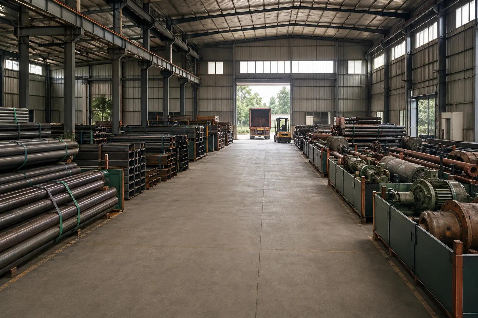 Clean industrial factory clearance with segregated metal ready for collection